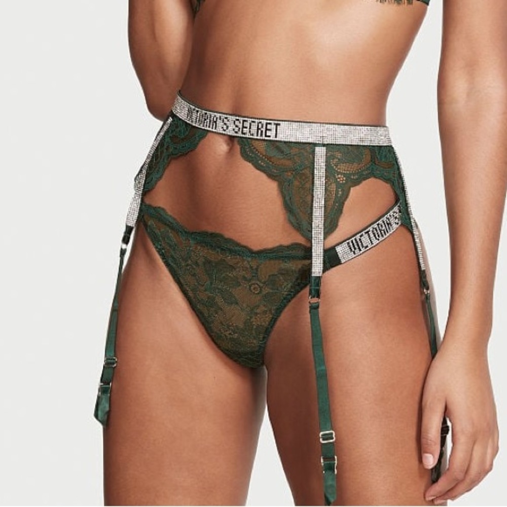 VICTORIA’S SECRET VERY SEXY
Shine Strap Lace Garter Belt in Green